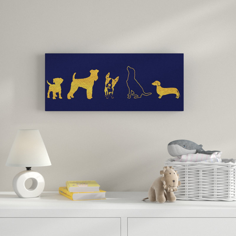 « dog silhouette », art encadré, H 10 po x l 24 po, Toile