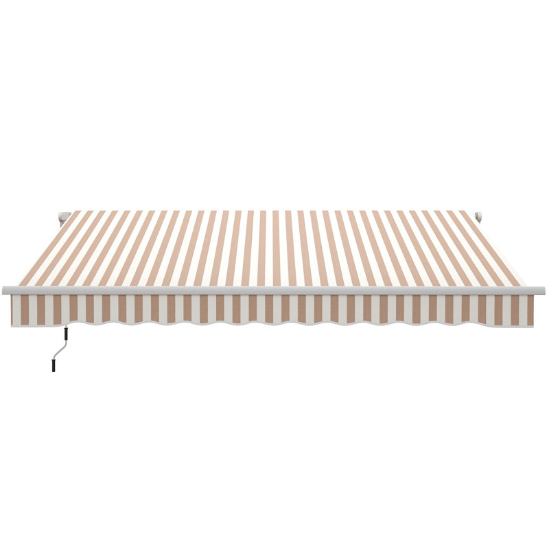 Auvent de patio rétractable, L 144 po x P 120 po, Beige rayé, Beige
