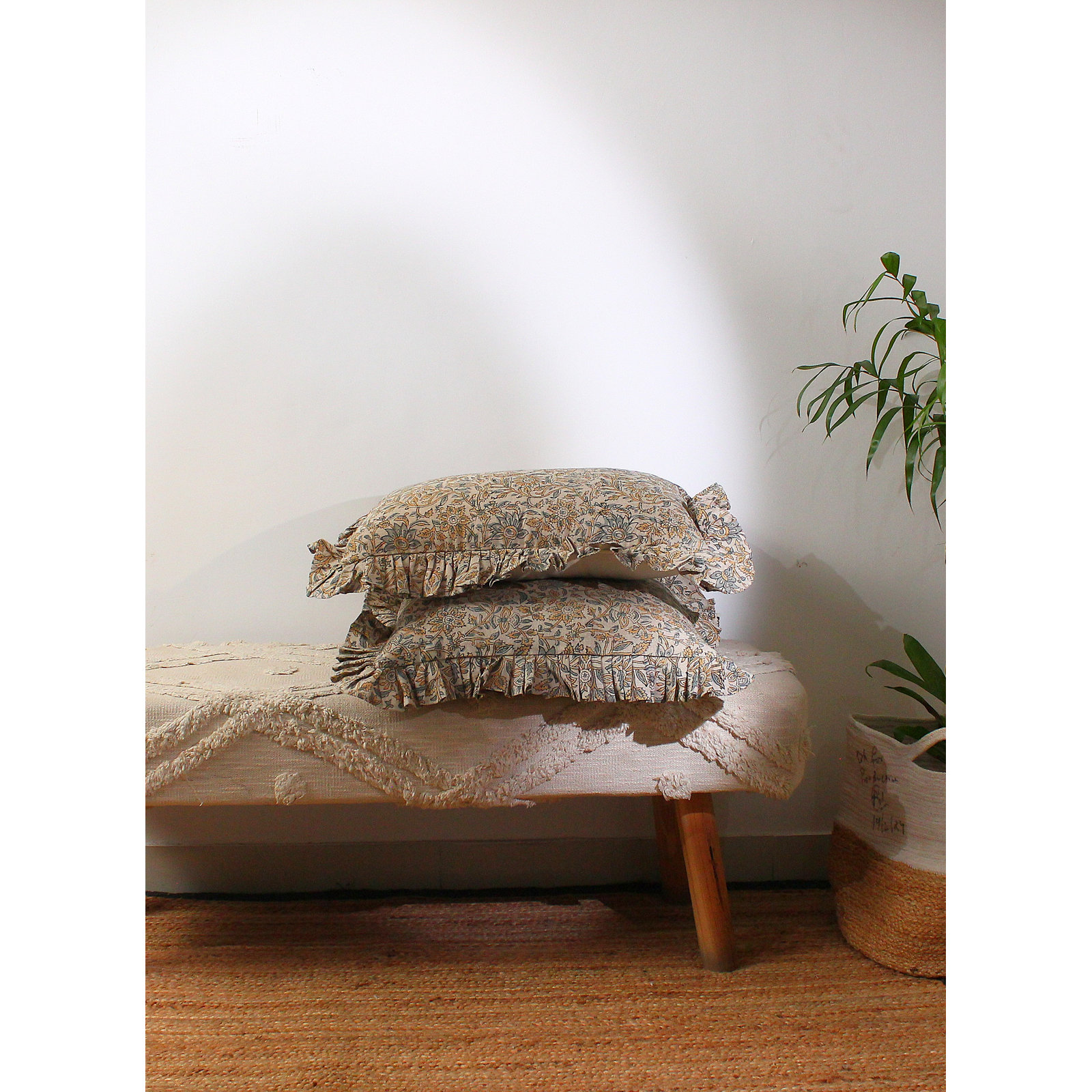 Floral Linen Throw Pillow