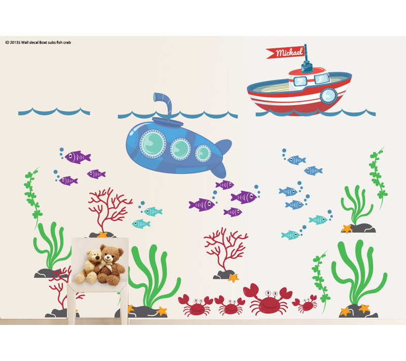 Nautical & Beach Non-Wall Damaging Wall Decal, Scheme B, Yes