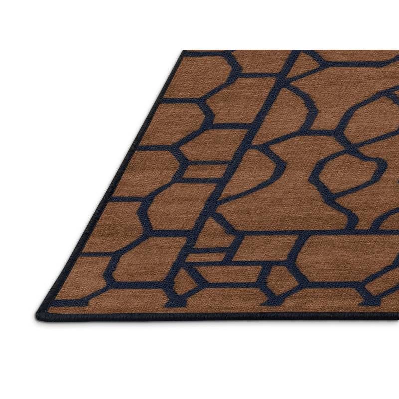Tapis brun treillis lavable à la machine, Rectangulaire 3 pi x 5 pi