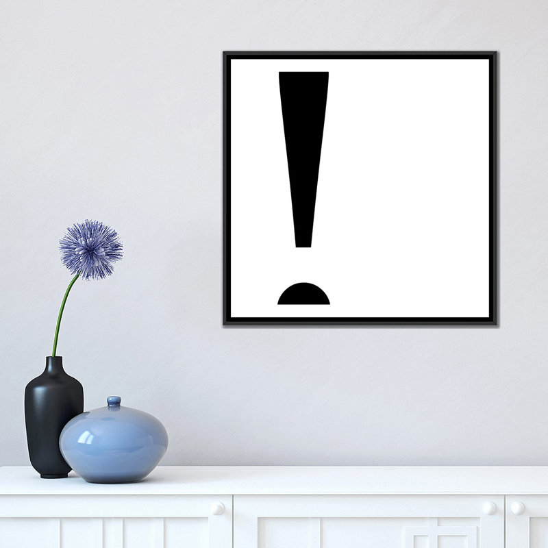 « type exclamation 2 », impression sur toile, H 26 po x l 26 po x P 1,5 po, Toile encadrée noire, Pas de tapis