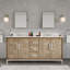 Brookhn Meuble-lavabo à double cuve en quartz noyer lustré Whitebrook