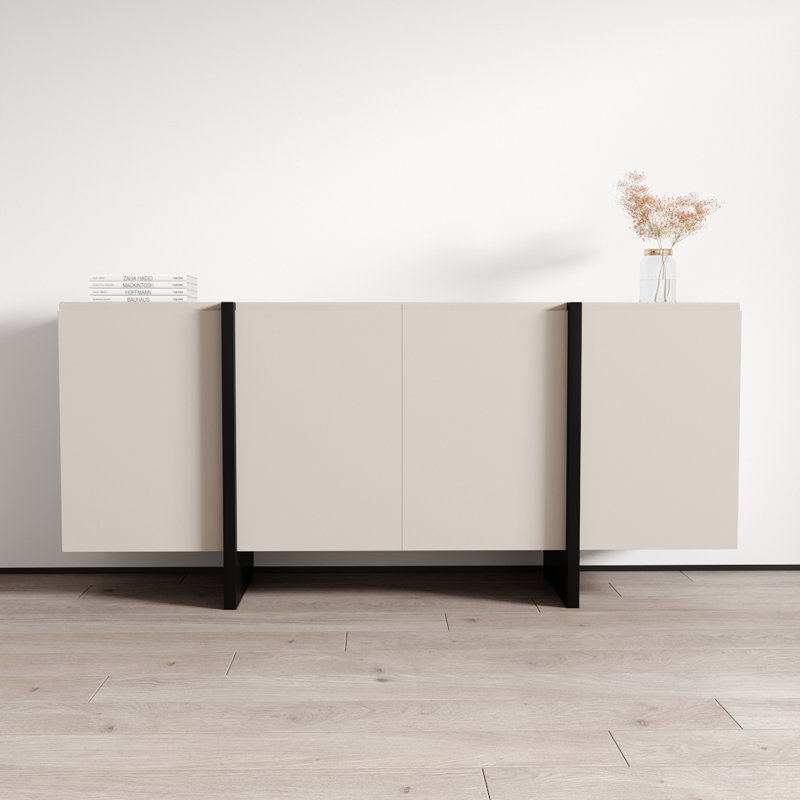 Bhahadur 70.9" Sideboard with Matte Finish, Cashmere/Black