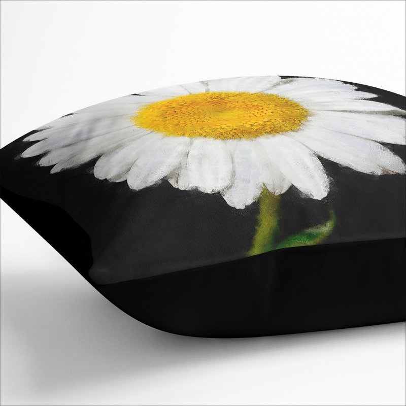 White Daisy Vol.6 Scatter Cushion, Black, 40cm H x 40cm W x 15cm D