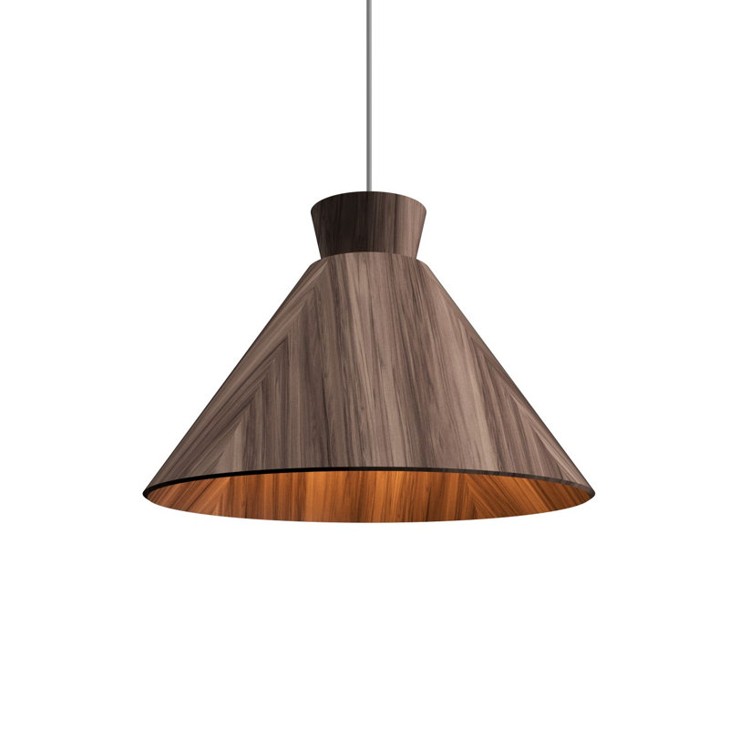 Luminaire suspendu simple à 1 lumière Conical, Noyer noir