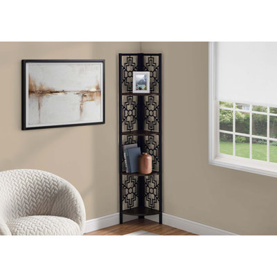 Bookshelf, Bookcase, Etagere, Corner, 4 Tier, 62"h, Office, Bedroom