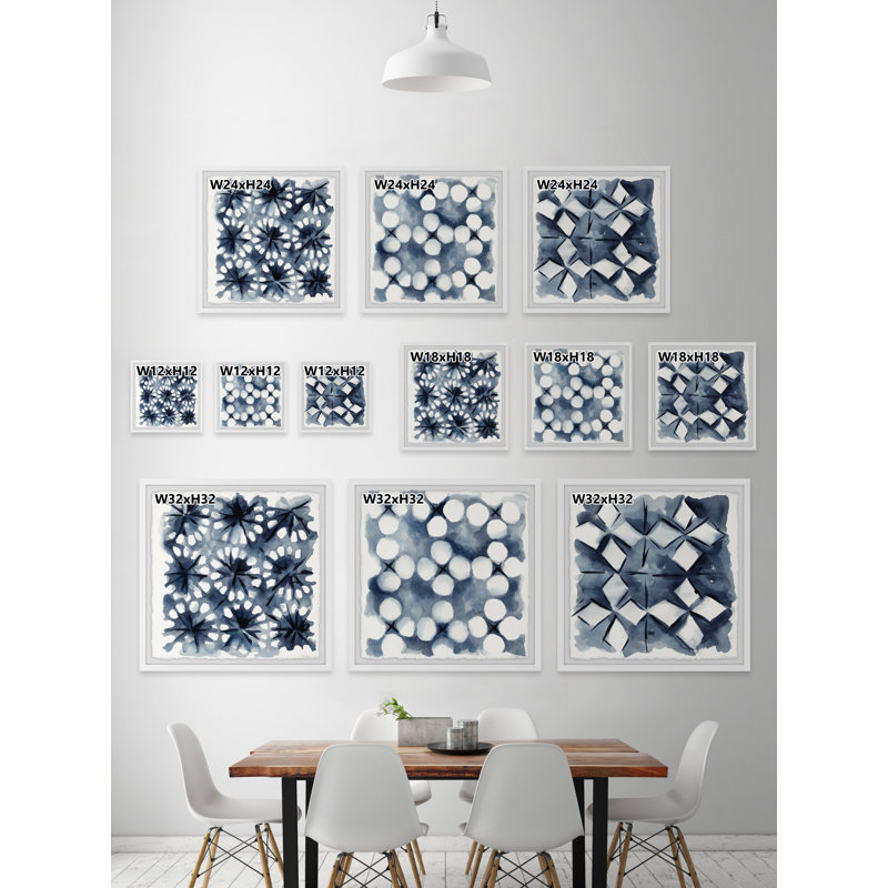 Indigo Study III Triptych - ensemble de 3 reproductions de cadres photo, H 12 po x l 12 po x P 1,5 po