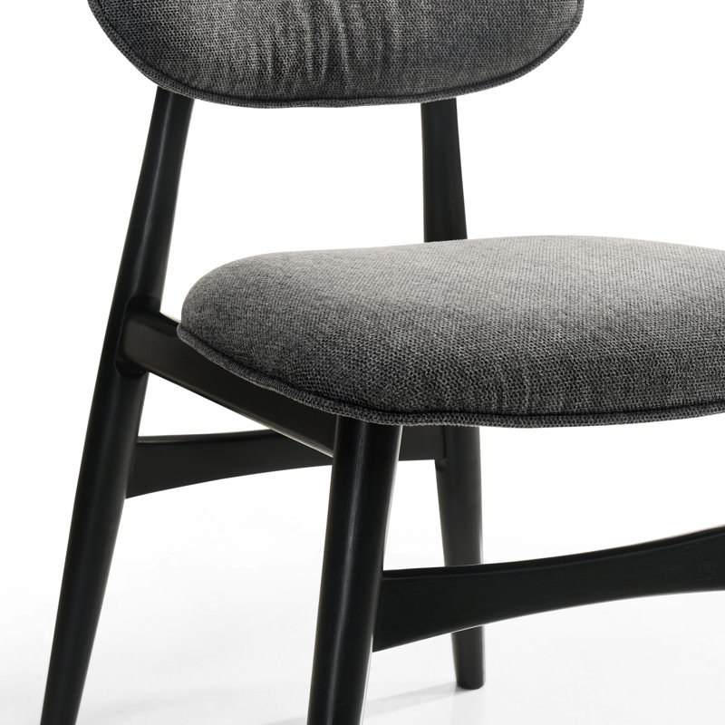 Joss Fabric Upholstered Back Side Chair Dining Chair, Grey, Black