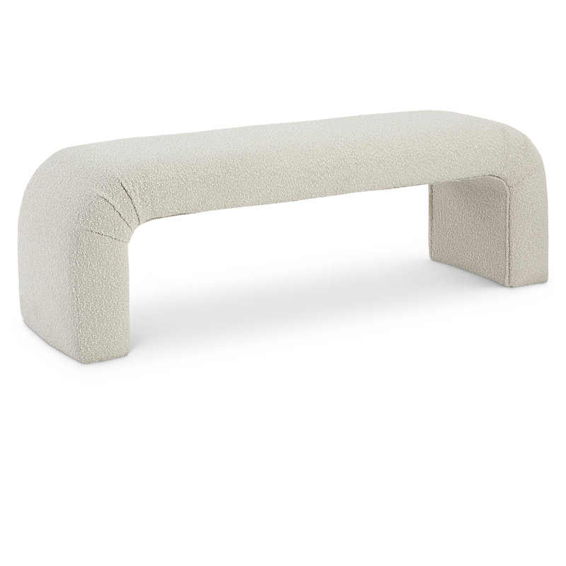 Niagara Upholstered Bench, Cream Boucle Fabric, 17.5" H x 52" W x 15.5" D