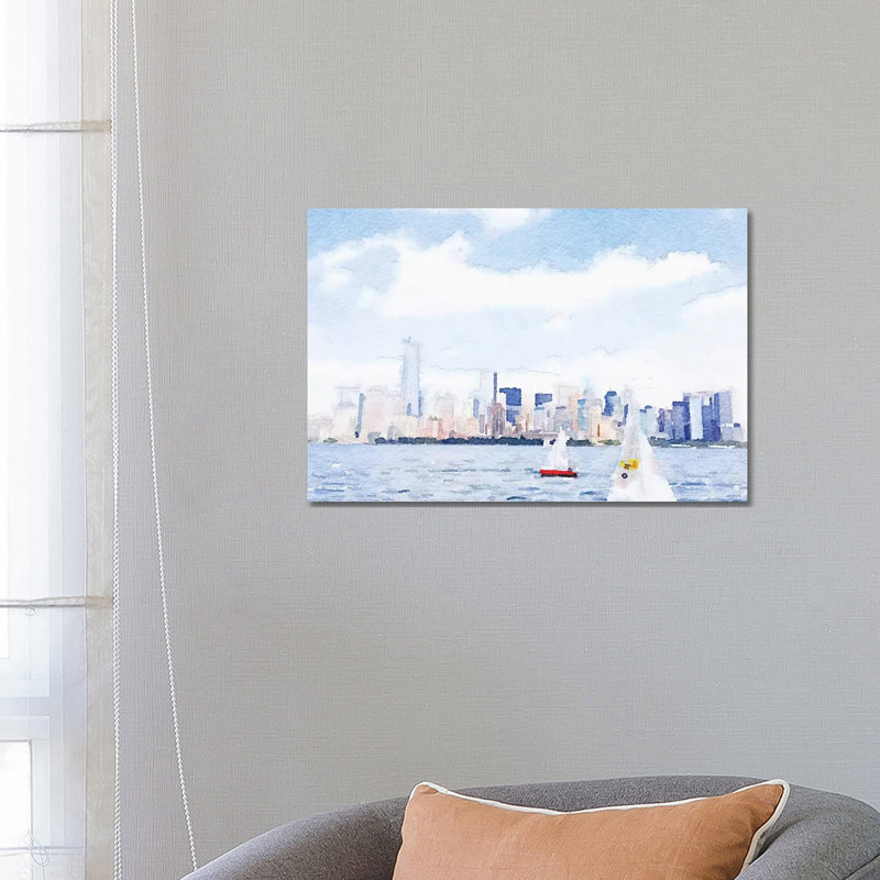 Watercolor NYC Skyline II by Nola James - Wrapped Canvas Gallery-Wrapped Canvas Giclée, 66.04 cm H x 45.72 cm W x 1.91 cm D
