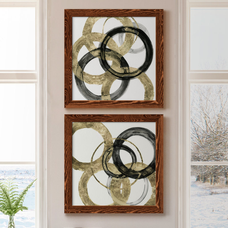 Ring I - ensemble de 2 peintures, H 20 po x l 40 po x P 1,5 po, Papier encadré érable