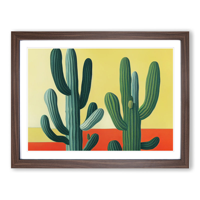 Dramatic Cactus - Single Picture Frame Print, Walnut Framed, 34cm H x 46cm W x 2cm D
