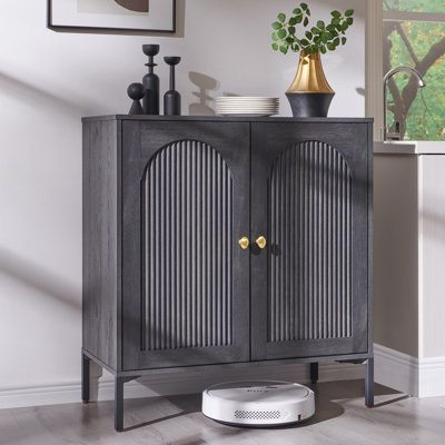 Modern Fluted Arched Buffet Cabinet with Storage, 34" Tall Wooden Modular Sideboard Cabinet w/Adjustable Shelves