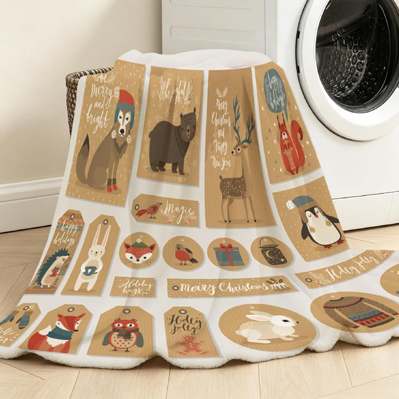 Jeté transparent en flanelle molletonnée, imprimé kraft de Noël et cadeau simple face, Jeté 50 po x 60 po
