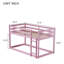 Lit superposé simple au-dessus d'un lit simple avec échelle, en bois massif et en bois d'hévéa massif avec plateforme à lattes renforcées, rose-228547923