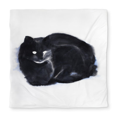 Abstract Watercolor Cat Duvet Cover - Black Pets Home Decor