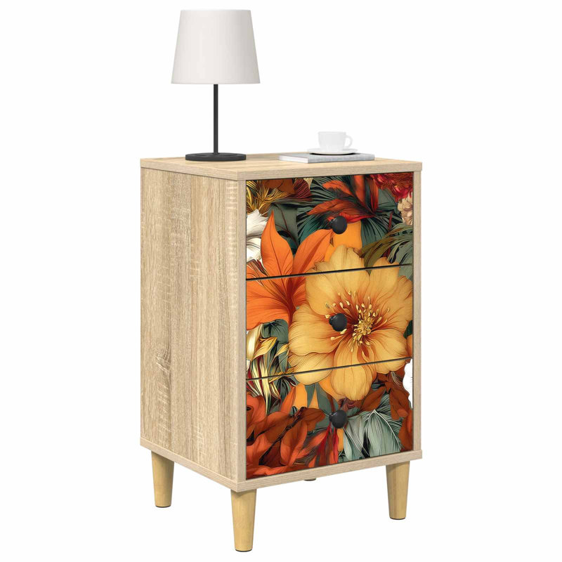 36cm W Engineered Wood Bedside Table