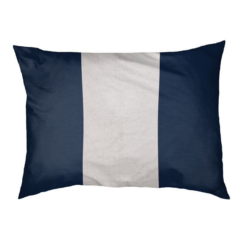 Coussin Atlanta, Grand (l 40 po x P 30 po x H 6,5 po), Bleu marine / blanc / bleu marine