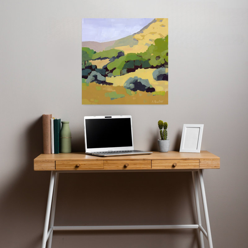 Hillside, paysage abstrait contemporain, art naturel, H 18 po x l 18 po