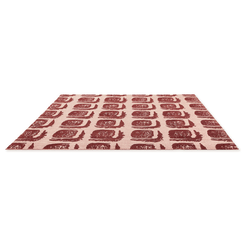 Wool Geometric Area Rug in Red/Pink, 6'7" x 9'2"
