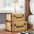 Hamachi Wooden Nesting Upholstered Decorative Beige Trunk with Vintage Accents and Studs Set