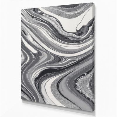 Abstract Fluid Art 99 Gray Canvas Wall Art