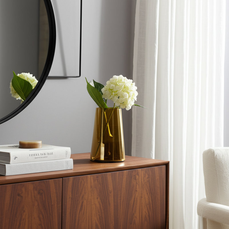 Glass Vase Glass Sleek Contemporary Silhouette with Modern Tapered Design and Smooth Minimalist Form for Decorative Display.