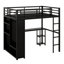 Structure de lit mezzanine en métal avec garde-robe intégrée, bureau et tablettes de rangement-1581776954-1581776955