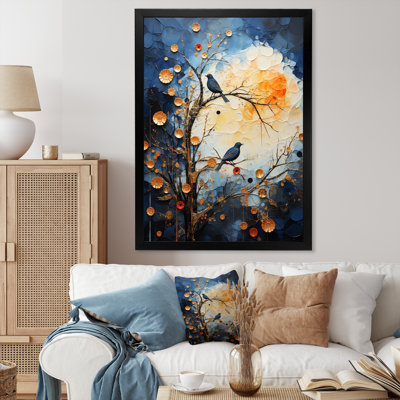 «Springtime Blue Bird Singing Blooms III», art mural oiseau