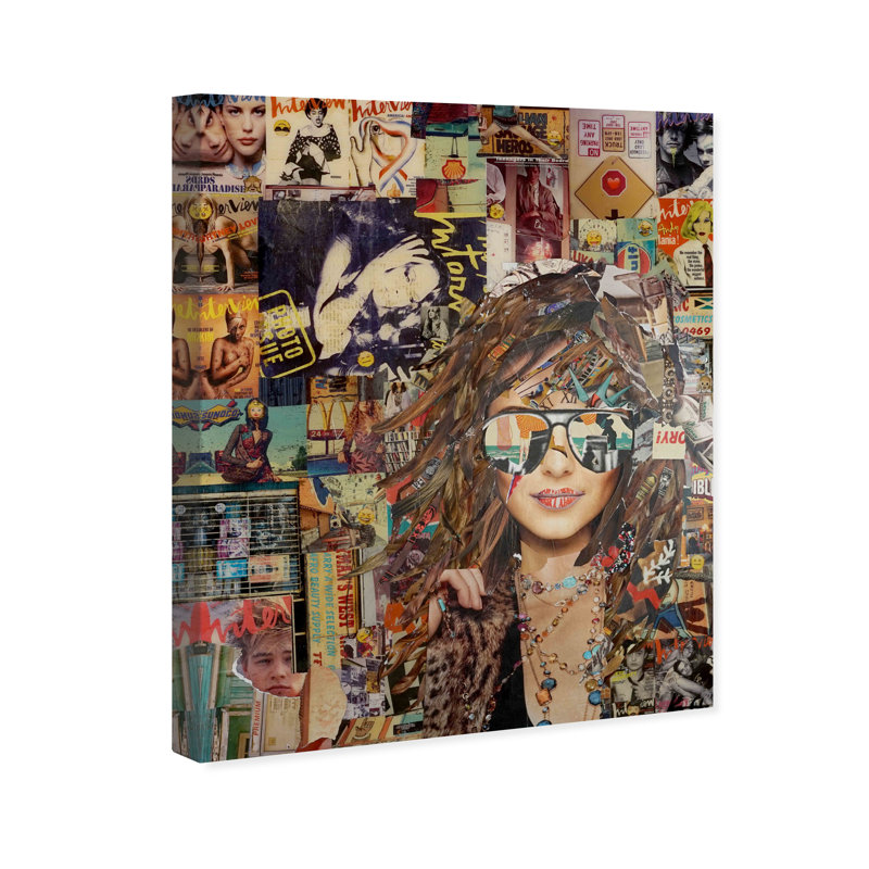 Katy Hirschfeld - Fille et lunettes de soleil sur toile tendue, H 24 po x l 20 po