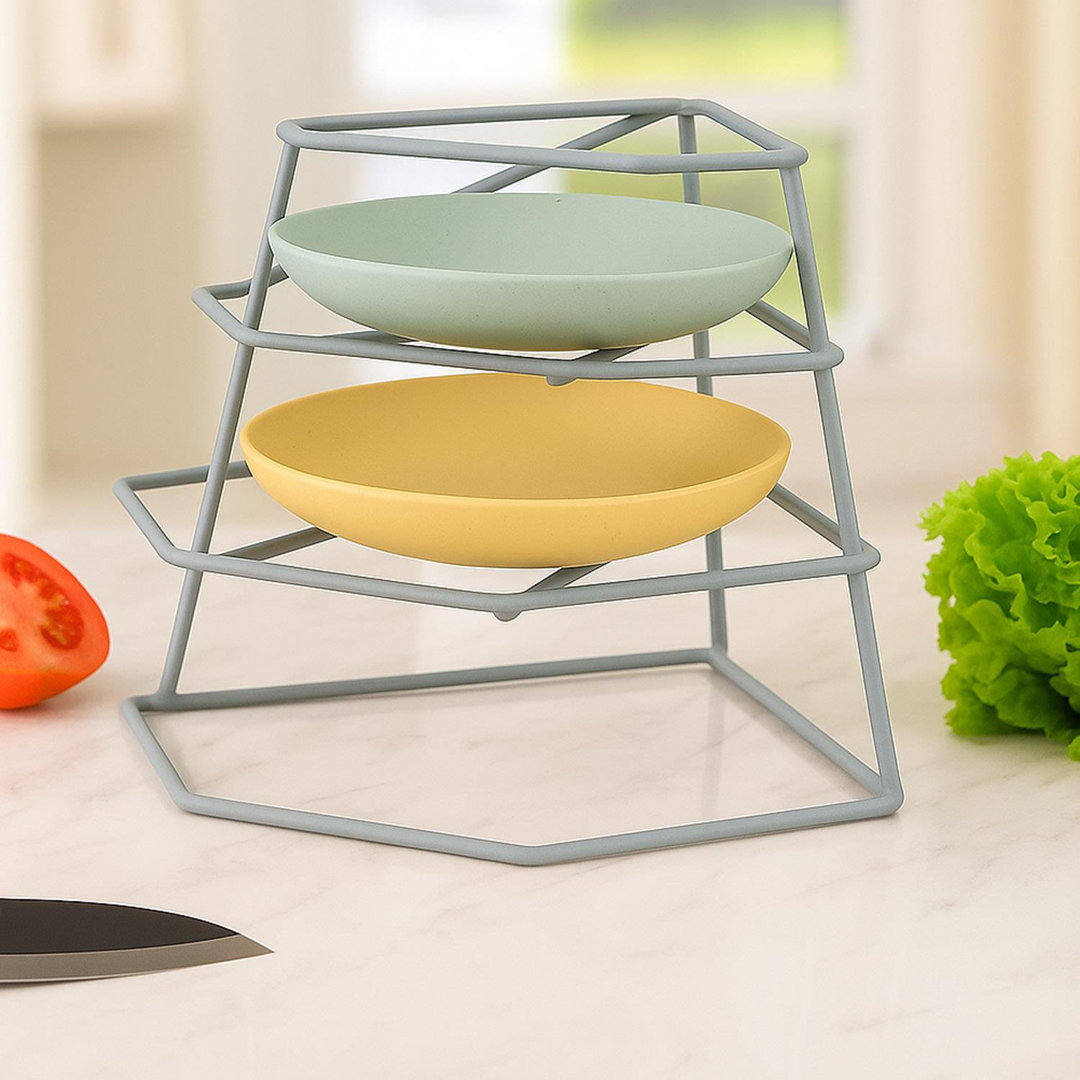 4 Tier Corner Plate Rack For Kitchen Cupboard – Heavy Duty Space-Saving Dish Rack Shelf Stand | Compact Storage Organiser For Plates, Bowls & Dishes (