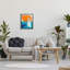 Orange et bleu contemporain, impression sur bois encadrée-93953207-93953209