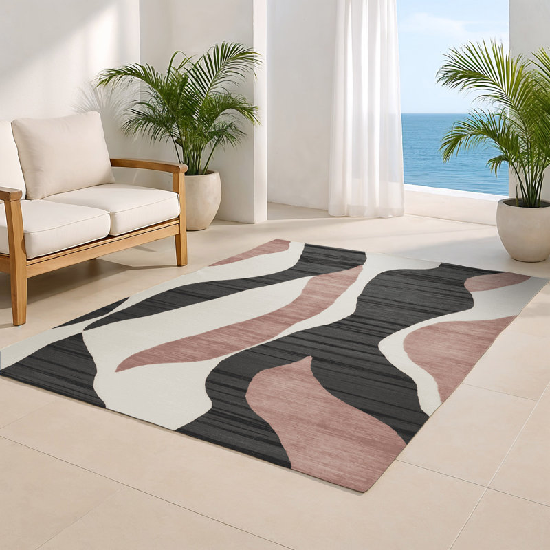 Watercolor Gray Indoor and Outdoor Area Rug, Rectangle 8' x 10'