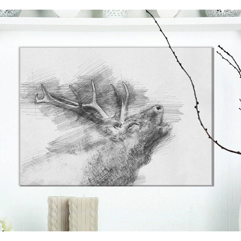 " Black And White Deer ", 12" H x 20" W x 1" D