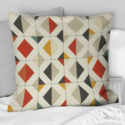 Ivoire crème Midcentury Rhombus Art - coussin décoratif Midcentury