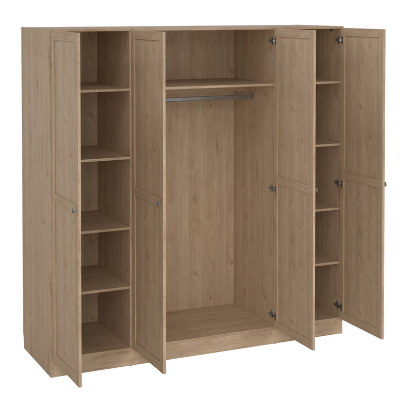 Bowery 4 Door Manufactured Wood Wardrobe, Brown