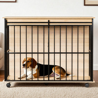Meubles pour cage de chien, meubles pour grande cage avec plateau pour chiens de taille moyenne, chenil en bois