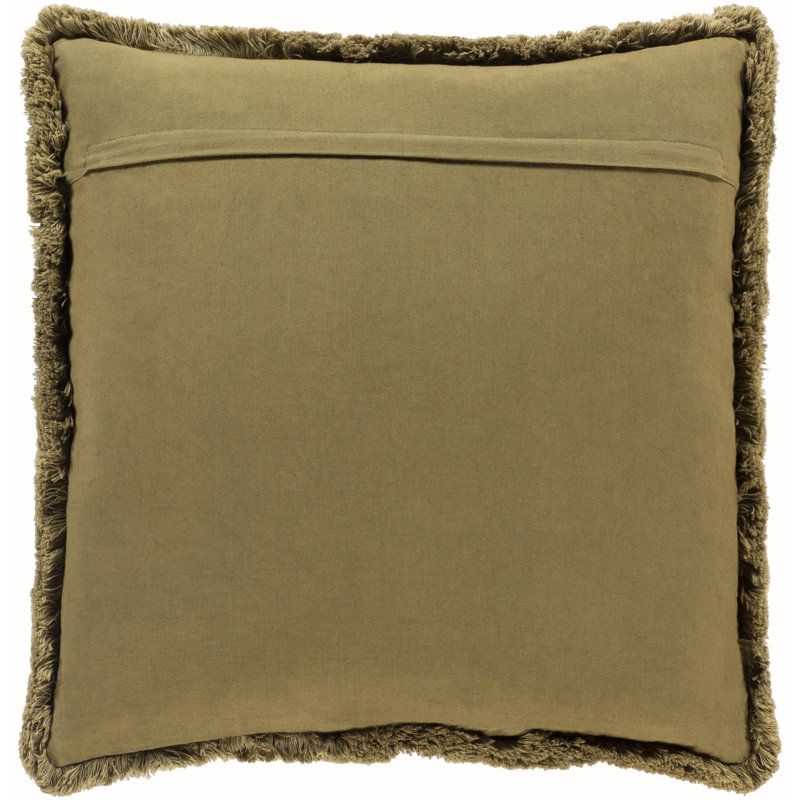Tanzania Fringed Cotton Throw Pillow, 18" x 18", No Fill