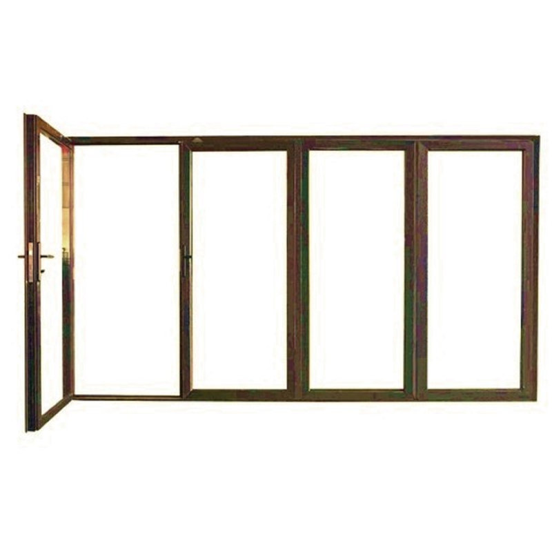 Portes de patio pliantes en aluminium, S'ouvre à droite vers l'extérieur, Bronze, H 84 po x l 120 po