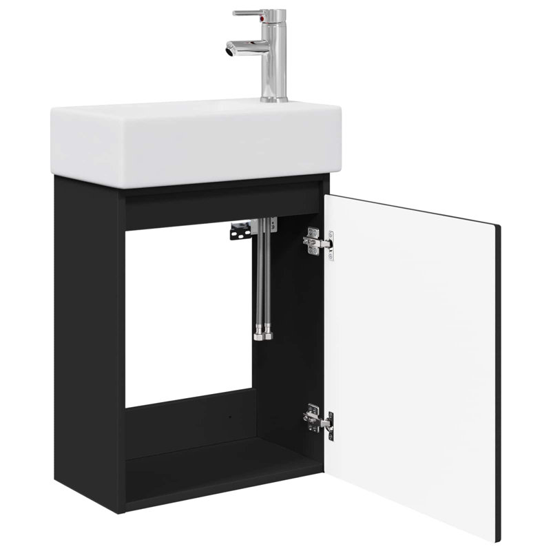 Single Bathroom Vanity with Ceramic Basin, Black