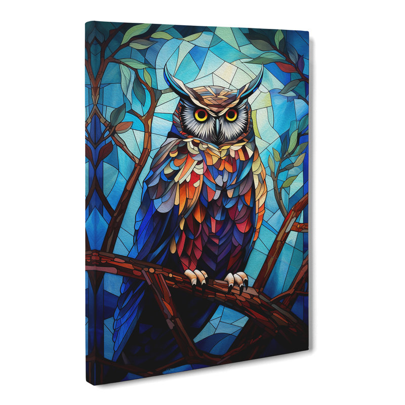 Owl Cubism No.2 - No Frame Print, 50cm H x 35cm W x 3cm D