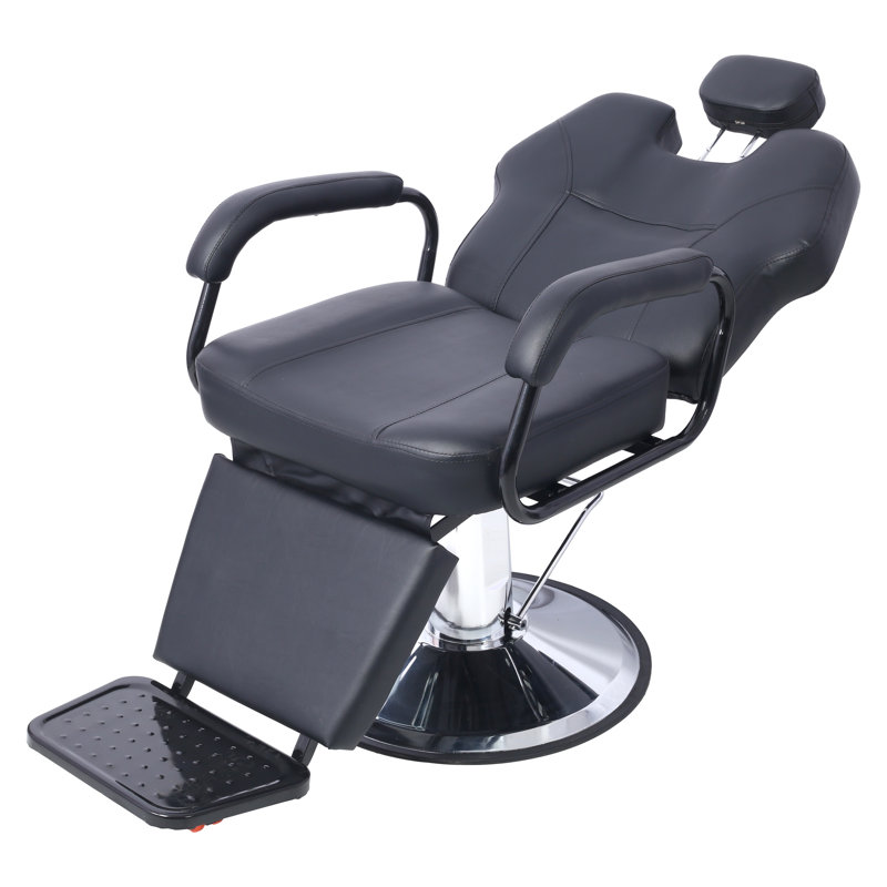 Fauteuil de coiffeur hydraulique tout usage pour salon de coiffure et barbier, similicuir noir