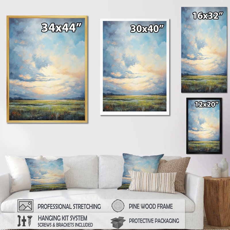 «Alshat Meadow Bold Horizon III», art mural sur toile Meadow, Cadre doré simple, H 40 po x l 30 po x P 1,5 po