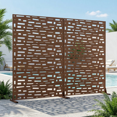 Privacy Metal Screen Fence Panel Horizontal Stripe Pattern