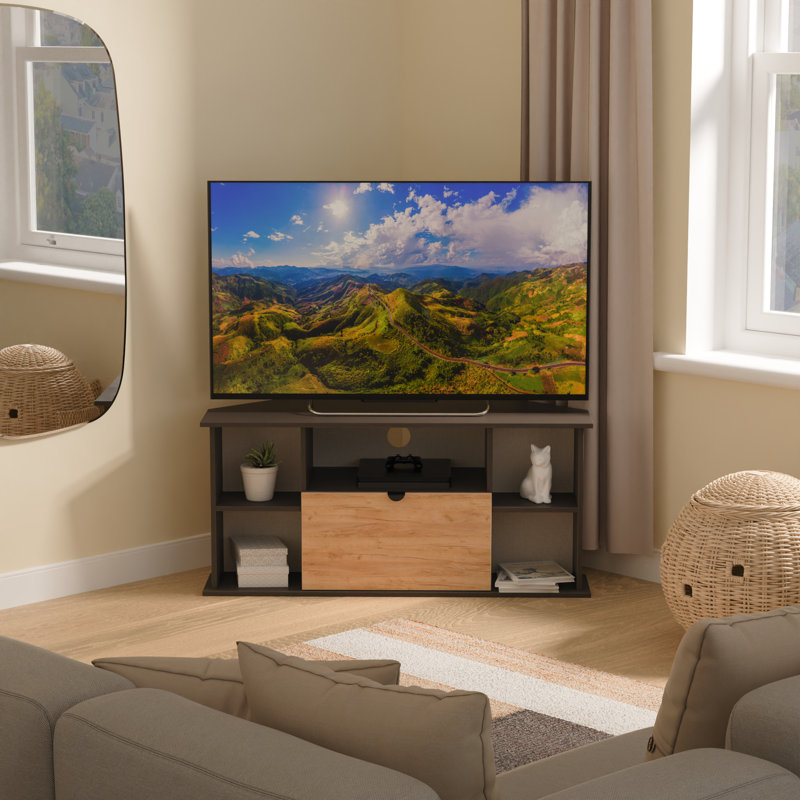 Sunehri Corner TV Unit, Oak/Brown, 51cm H x 110cm L x 52cm W