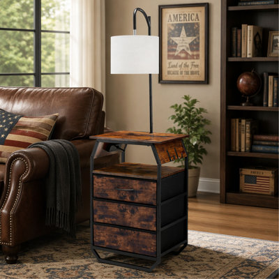 Lampe sur pied avec table, table de bout à 2 niveaux avec 3 tiroirs et 3 lumières de température de couleur, table de chevet moderne avec table de chevet avec port USB et port de charge de type C et CA