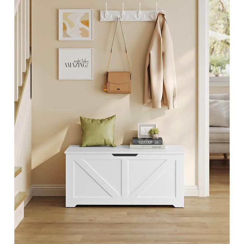 Wood Storage Bench, White
