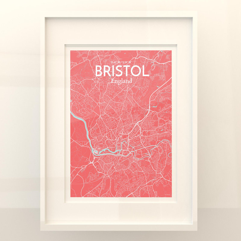 Bristol City Map In Maritime - No Frame Print, 24cm H x 18cm W x 0.05cm D