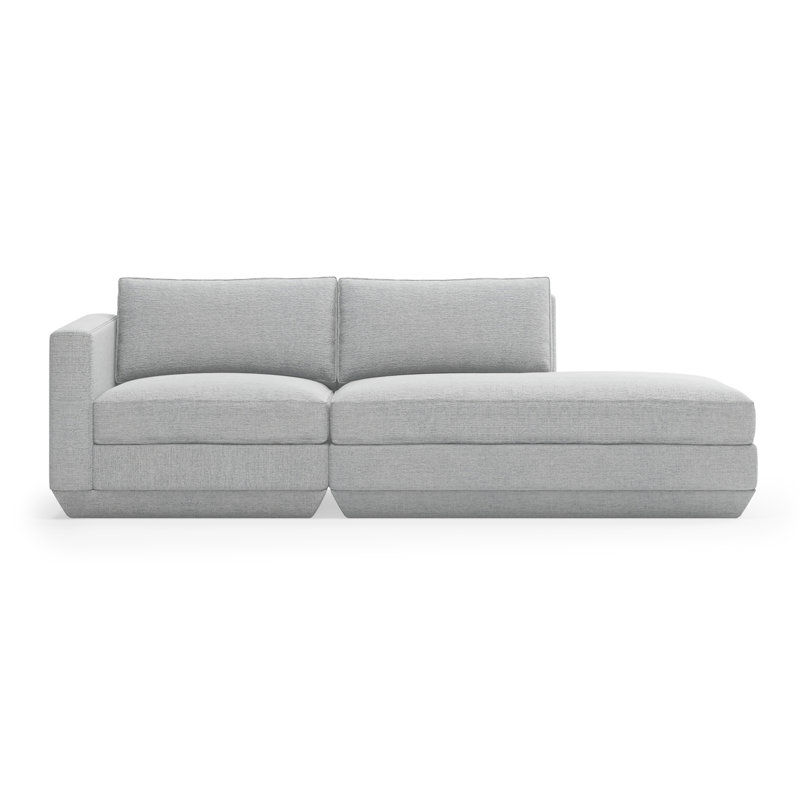 Podium Modular 2 PC Lounge Sofa, Right Hand Facing, Bayview Silver Performance Twill